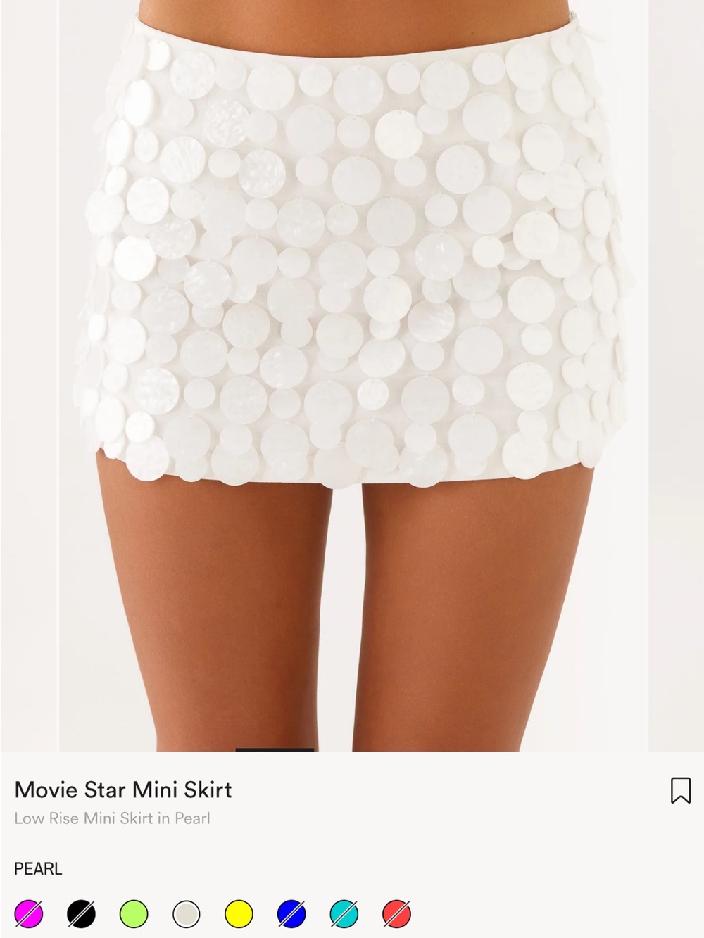 Peppermayo Pearl Disc White Mini Skirt
